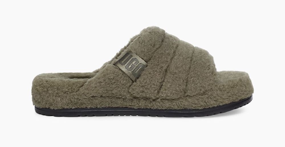 Ugg Fluff You - Mens Slippers - Olive - NZ (4752BYUES)